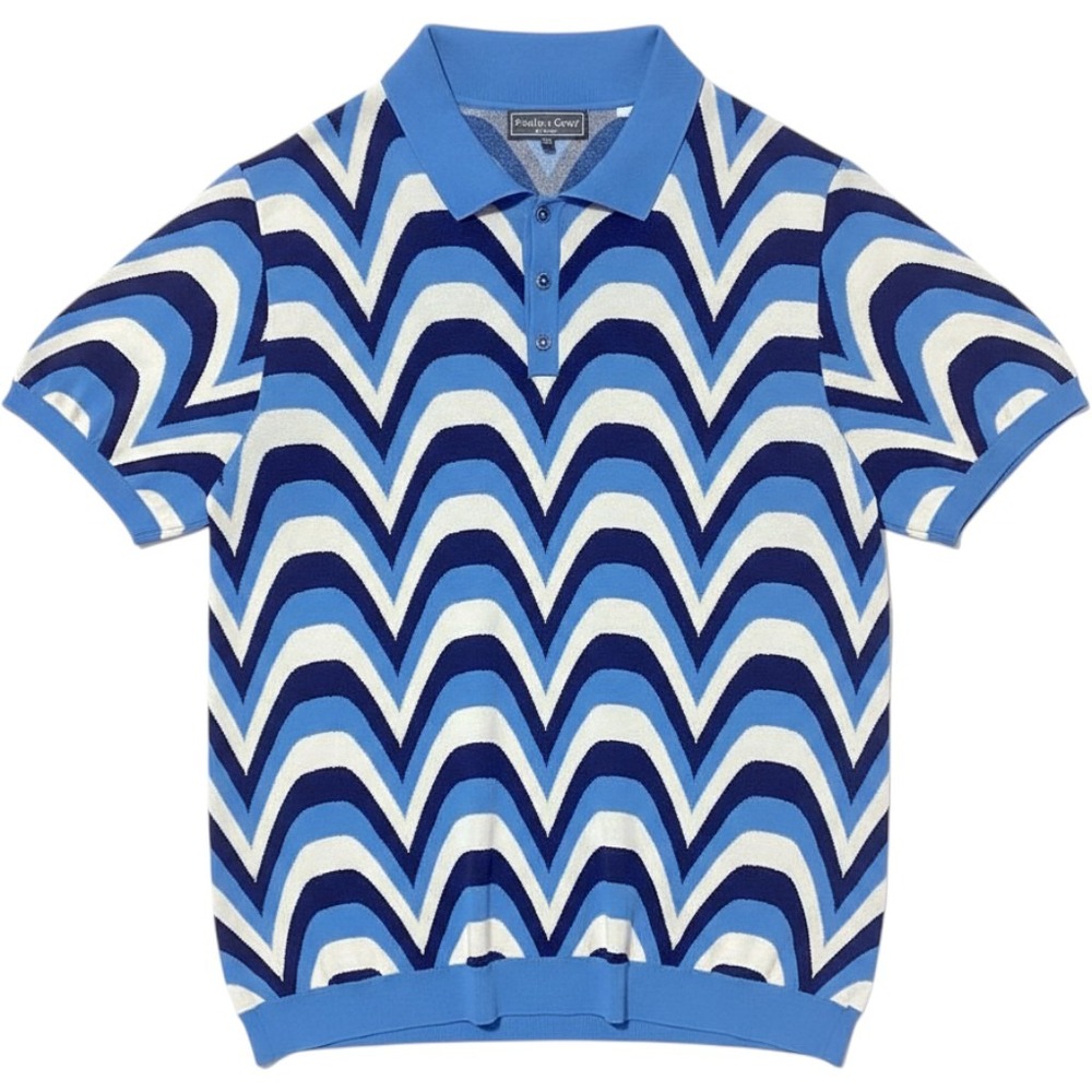 Paisley & Gray Eagle Wave Polo Shirt Men's Size XXLBlue White